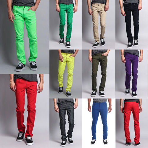 Victorious Men's Spandex Color Skinny Jeans Stretch Colored Pants   DL937-PART-2 - Picture 1 of 48
