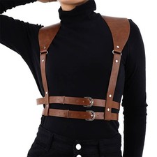 Punk Waist Belts Brown PU Leather Fashion Body Chain Belt Circle Rave Hallowe...
