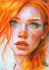original drawing 4 28BS artwork colored pencil modern female portrait