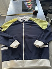 Retro Fila White Line Tracksuit Jacket Large Blue Yellow White Danny Dyer