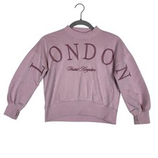 Abercrombie Kids Sweatshirt Kids 7/8 Pink London Graphic Fleece Pullover