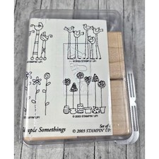 Stampin Up Simple Somethings 2003 Rubber Stamp Set of 4 New Unmounted with Case