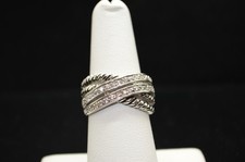 Sterling Silver Ring w/ Small Clear Accent Stones SZ 7 FMF403