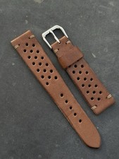 CINTURINO MARRONE 20 MM VERA PELLE ITALIANA  VINTAGE TRAFORATO RACING RALLY