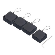 4 Set Retractable Cable Lock with Double-Sided Adhesive 600g Black
