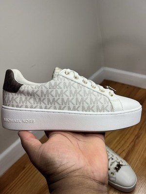 MK Michael Kors Poppy Lace-Up Sneakers Vanilla Size 7W w/o Box