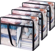 Lifewit 3 Pack Clear Clothes Storage Bags, 40L Plastic 40L, Transparent