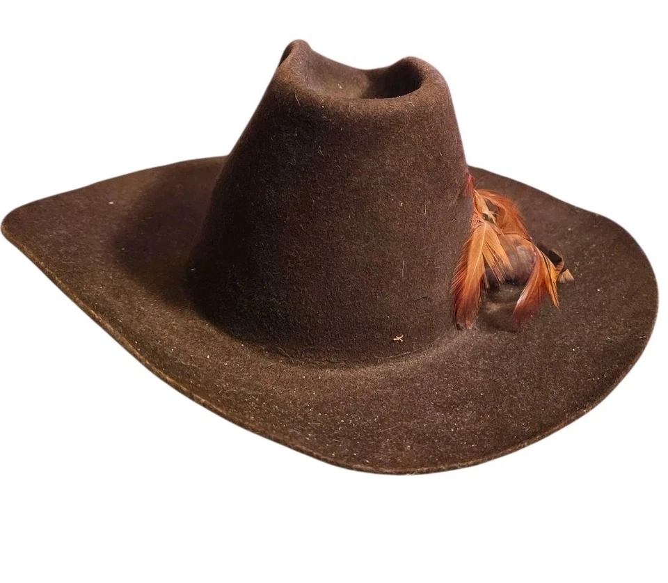 De Colección Años 60 Sears Westerner Prime Fieltro Vaquero Sombrero Pluma Acento Hombres 7 1/4 Viejo Oeste  Foto 2 de 4