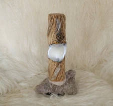 Handmade Live Edge Wood Table Lamp – Scandinavian Ambient Bedside Light OOAK