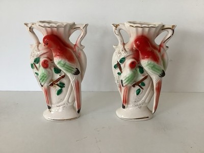 Empress 1940 s China Songbird 5  Tall Hand Painted Vases