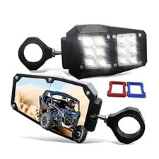 UTV Side Mirrors With Lights for 1.75" or 2" Roll Bar Cage, 360 Degree