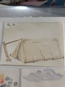 ACEO Original Watercolor Painting TENT | Jessica Sarchet