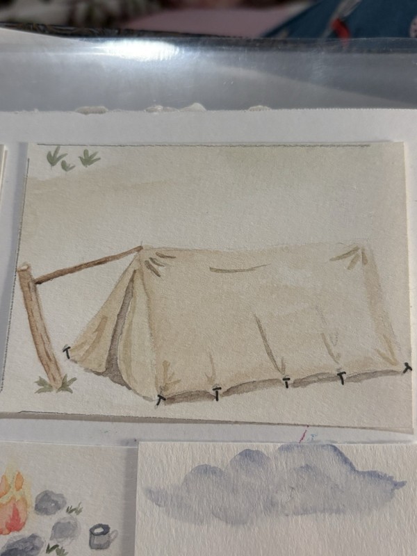ACEO Original Watercolor Painting TENT | Jessica Sarchet