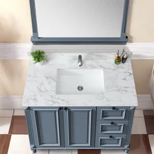 43"x22"Bathroom Vanity Top,sintered stone carra white Barthroom Vanity Sink Top