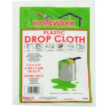 Disposable Plastic Drop Cloth 9ft x 12ft 0.8MIL Light Duty
