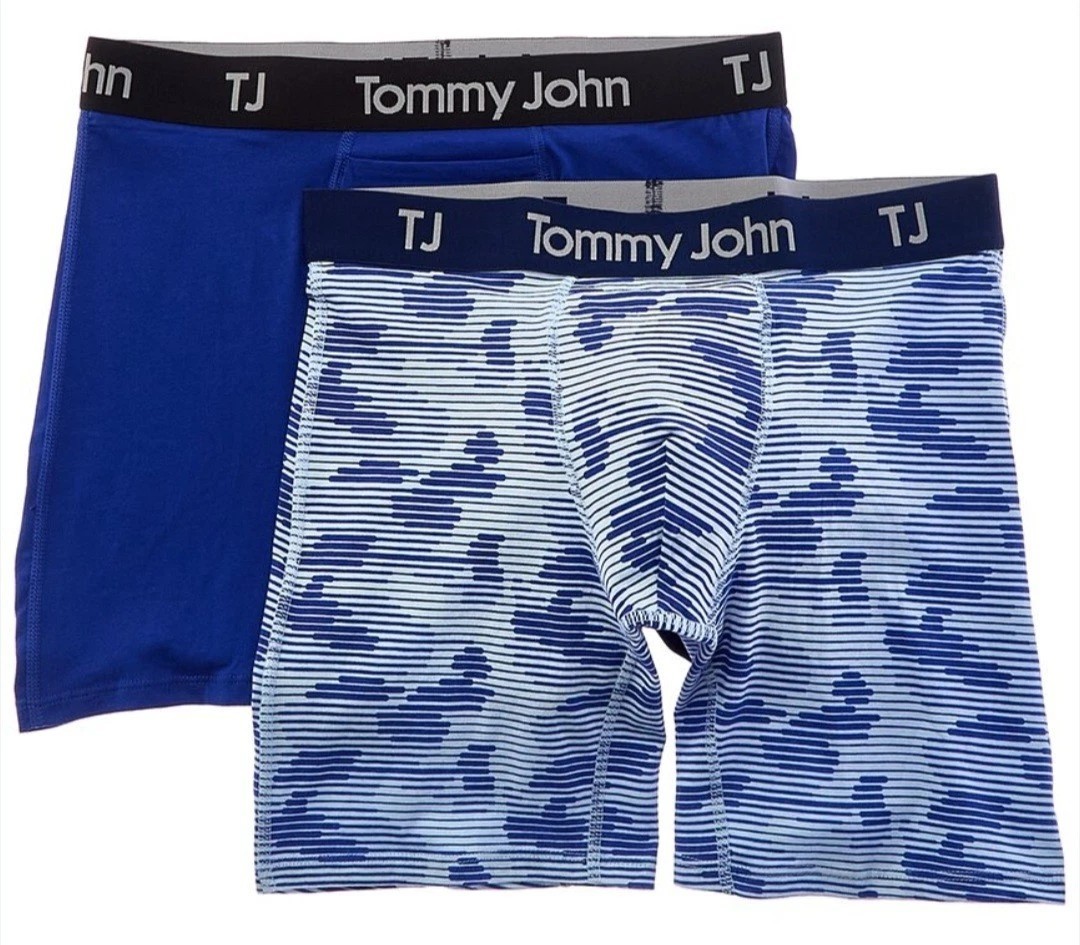 TOMMY JOHN 2pk Cotton Stretch Boxer Briefs Blue Size Medium NEW
