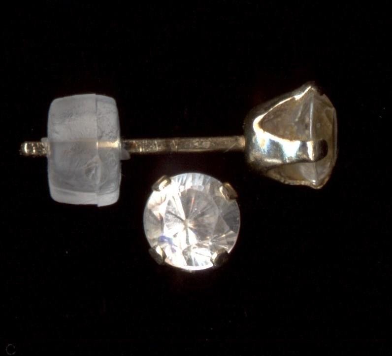 14K Solid Yellow Gold 4mm Round Clear Crystal CZ … - image 2