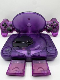 Sony Playstation 1 PS1 Slim Console Transparent Purple W/ Power & AV Cable