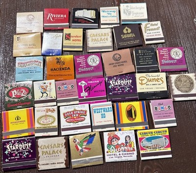 35 Vtg Las Vegas Casino Matchbook Lot Stardust Riviera Dunes Aladdin Hacienda