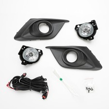 Fit 2014 2015 2016 Mazda 3 Clear Lens Fog Driving Light Bezel Switch Bulbs Pair
