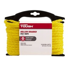 Polypropylene Hollow Braid Rope 3/8" x 50' Flexible Low Stretch Yellow