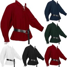 Gothic Renaissance Pirate Shirt Men's Medieval Long Sleeve Cosplay Top