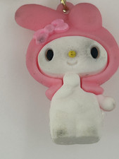 My Melody Hello Kitty Pink White Rubber Wristlet Keychain Keyring Fob
