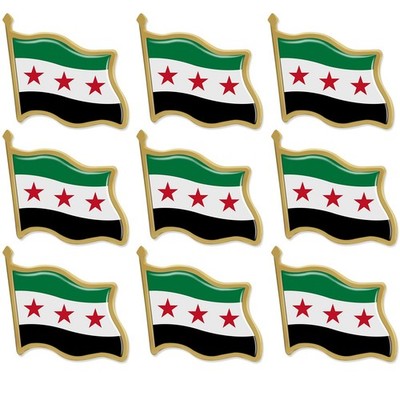 12/Pcs Republic of Syria Syrian Arab Flag Lapel Pins Bulk - Metal Free Syrian Ar