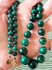 Green 20" Malachite Graduated Beaded Strand Necklace 1/10th Of 14k Clasp Fr Ship — photo 1