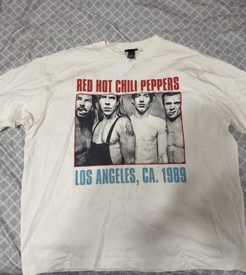 Red Hot Chili Peppers Los Angeles 1989 Graphic T-Shirt White XL Cotton Crew Neck