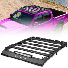 48x61 Roof Rack Cargo Basket For 2005-2023 Toyota Tacoma Double Cab Led Lights