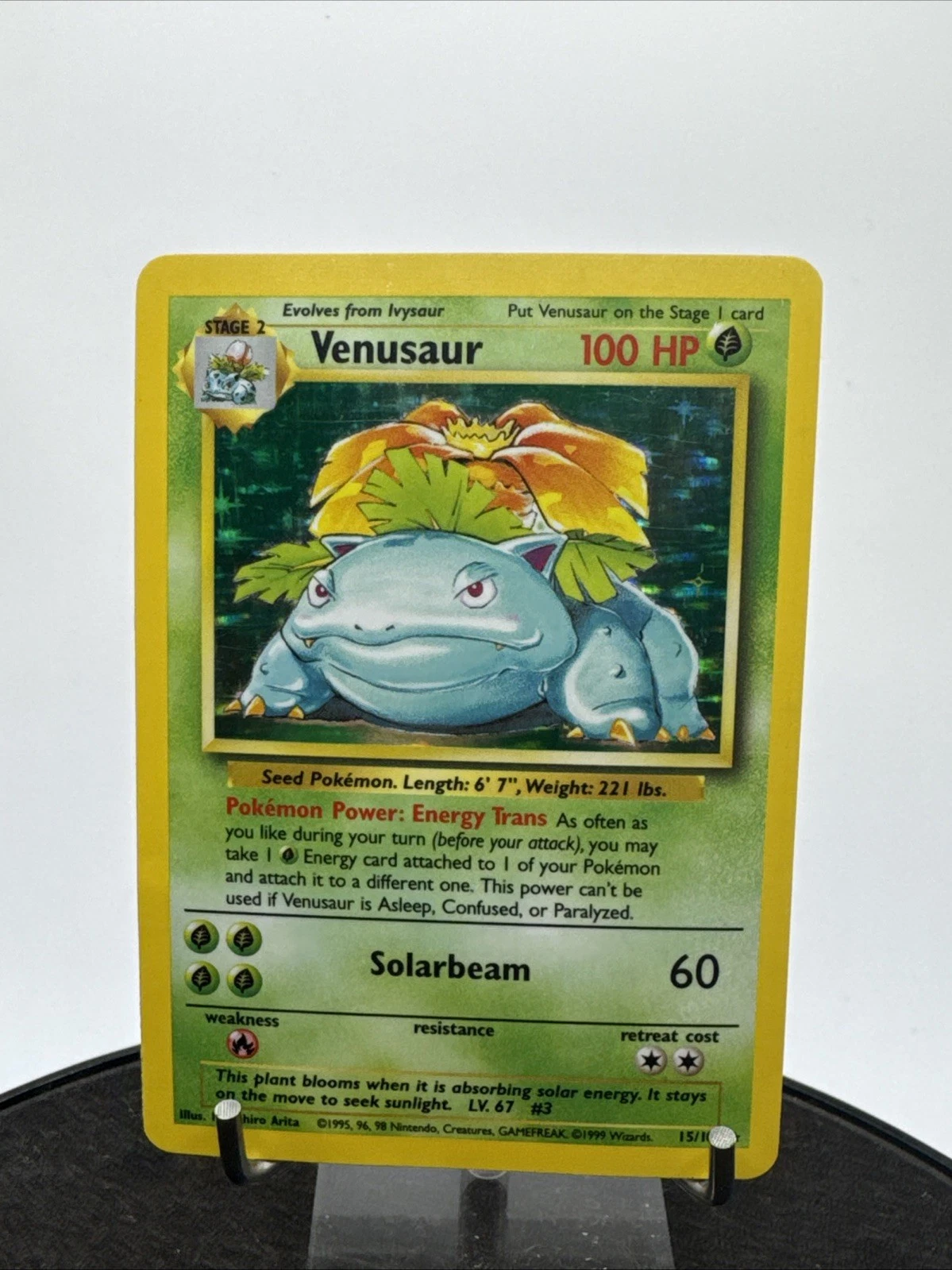Venusaur 15/102 - Rare Holo WoTC 1999 Base Set Pokemon TCG LP