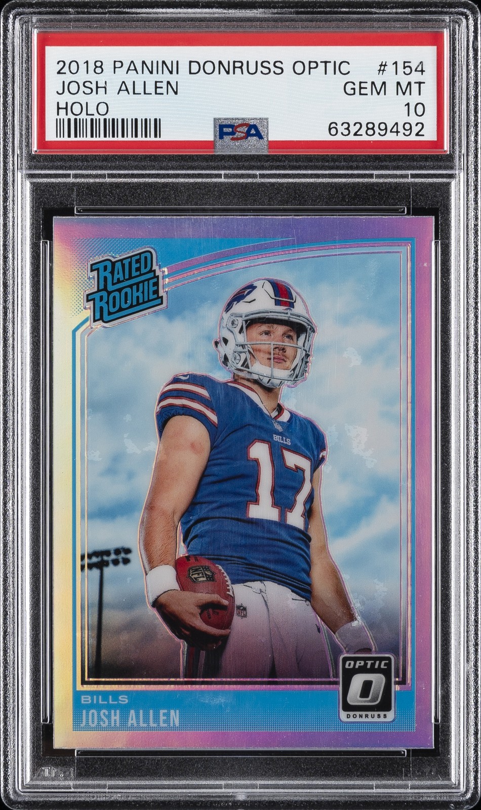 2018 PANINI DONRUSS OPTIC HOLO #154 JOSH ALLEN ROOKIE RC PSA 10