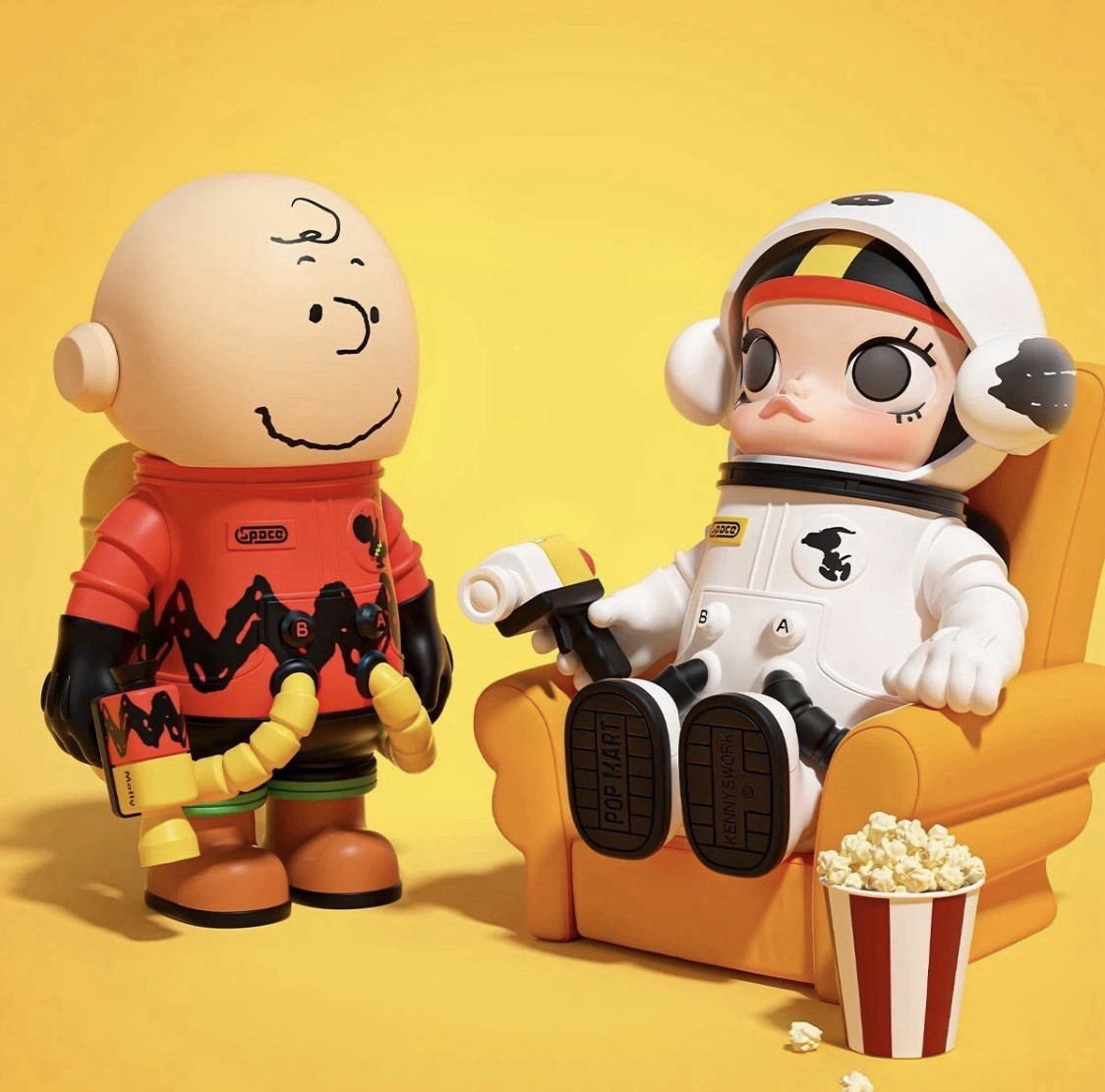 PEANUTS MEGA SPACE MOLLY フィギュアセット 100% MEGA Space Molly 100% Charlie Brown & Snoopy - 查理·布朗&史努