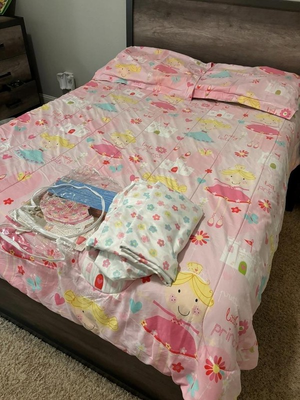 Dream Factory Pretty Princess Comforter Set-Shams-Flat & Fitted Sheet-2 Pillowca