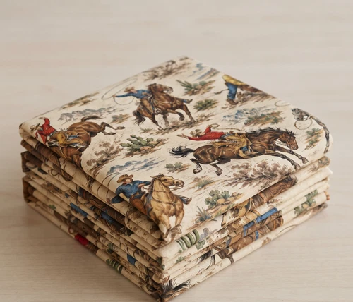 Western Cowboy Retro  Printed Cotton Fabric By The Yard - product listing photo