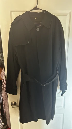 Trench coat nero uomo Burberry originale Inghilterra taglia 56 XL fodera lana a quadri EX