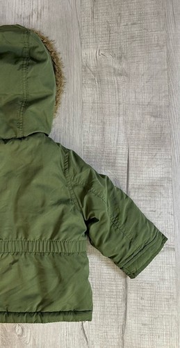 Carters Winter Jacket Green Faux Fur Parka Coat Kids Infants Size 18 Month - Picture 6 of 16