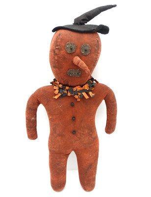Pimitive Grungy Pumpkin Doll Witch's Hat 18'' Tall