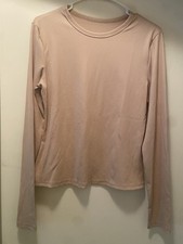 Women's Long Sleeve Shirt Size L 3 Pack Crew Neck Black/ White/ Beige