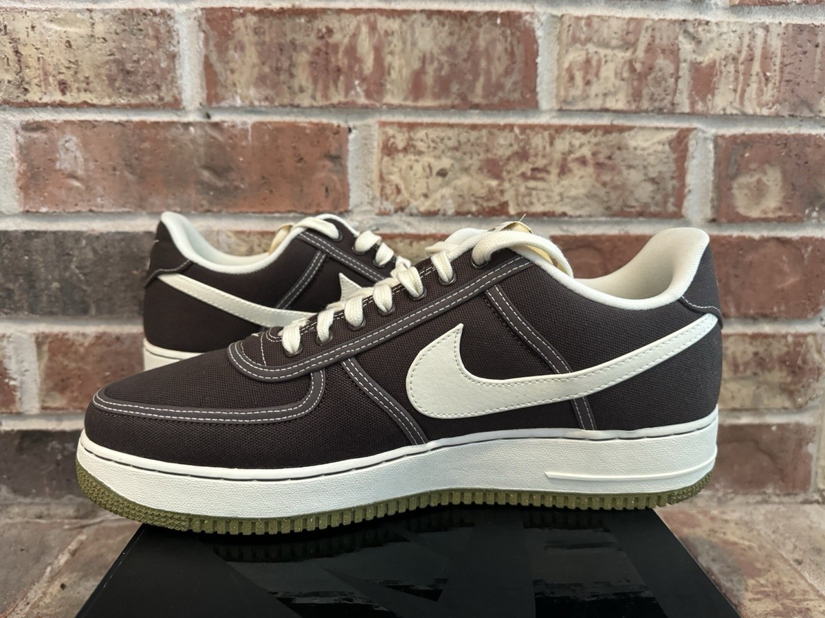 New 12 Nike Air Force 1 Premium Canvas Baroque Brown Coconut Milk