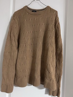 Express Men's 100% Cotton Crew Neck Warm Cable Knit Sweater Size XL