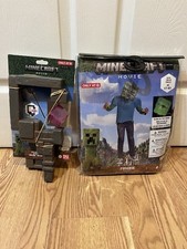 Brand New Kids Minecraft Zombie Costume M 7-8 With Malgosha Staff
