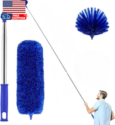 Cobweb Duster with Extension Pole,Spider Web Remover 2PCS Cob Blue