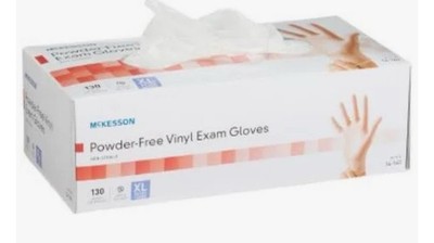 X-LARGE McKesson Vinyl Exam Glove Standard Cuff Length 1 CASE- 10 BOXES