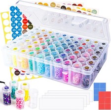 Diamond Painting Storage Containers Set, 60 Grids Bead Organizer with 4 Pcs