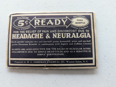 Rare Vintage Goodman Chemical Co READY Headache Medicine