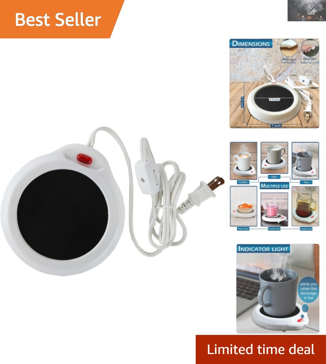 Compact Heated Mug Warmer - Keep Your Favorite Drinks Hot Anytime Anywhere