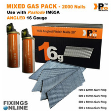 MIXED PACK 2000 x 16 Gauge Brad/Nails +2 Fuel cells for PASLODE IM65A 
