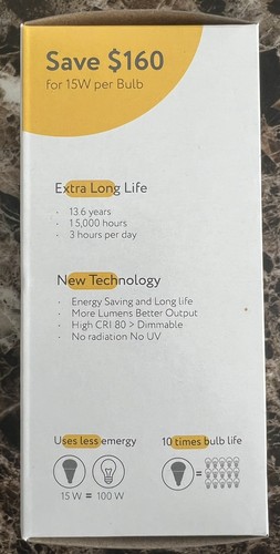 Goodlite 15w LED Light Bulb W/ Selectable Color Temp. Dimmable. Five (5) Pieces - Picture 7 of 16